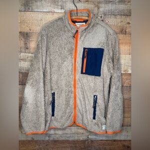 AMERICAN EAGLE Fleece Jacket Light Brown Men's Full Zip Size 2XL